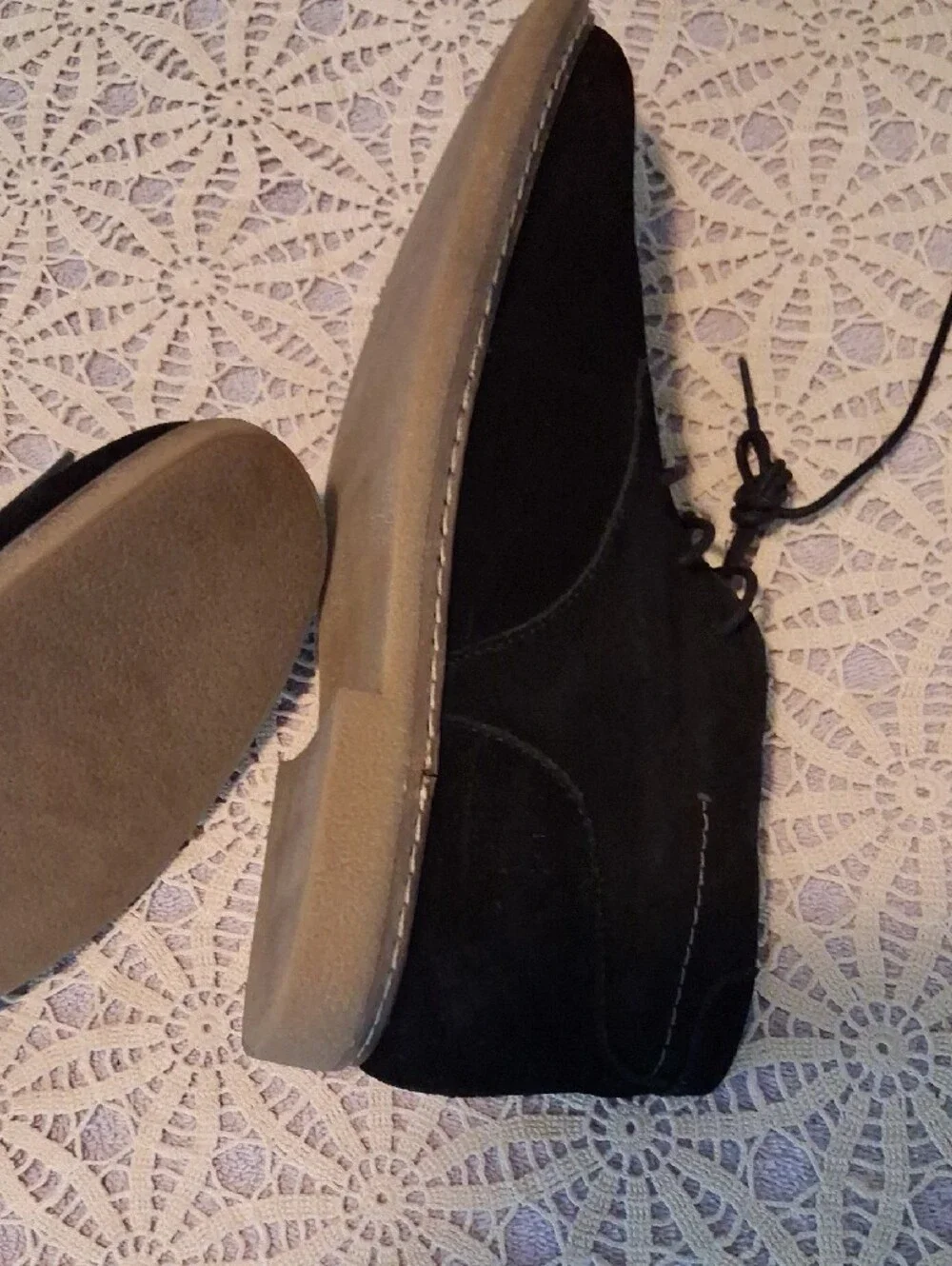 Sonoma Black Suede Chukka Boots with Tan Outsole